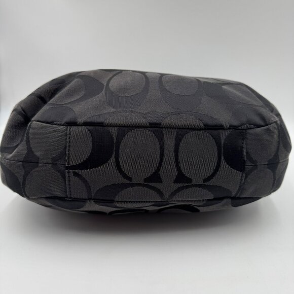 Coach Soho Signature Black Hobo Bag E1220-F19445 Dual Handles Zip Closure Iconic - Picture 11 of 11